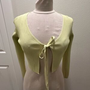 Lime Green Tie-Front Sweater